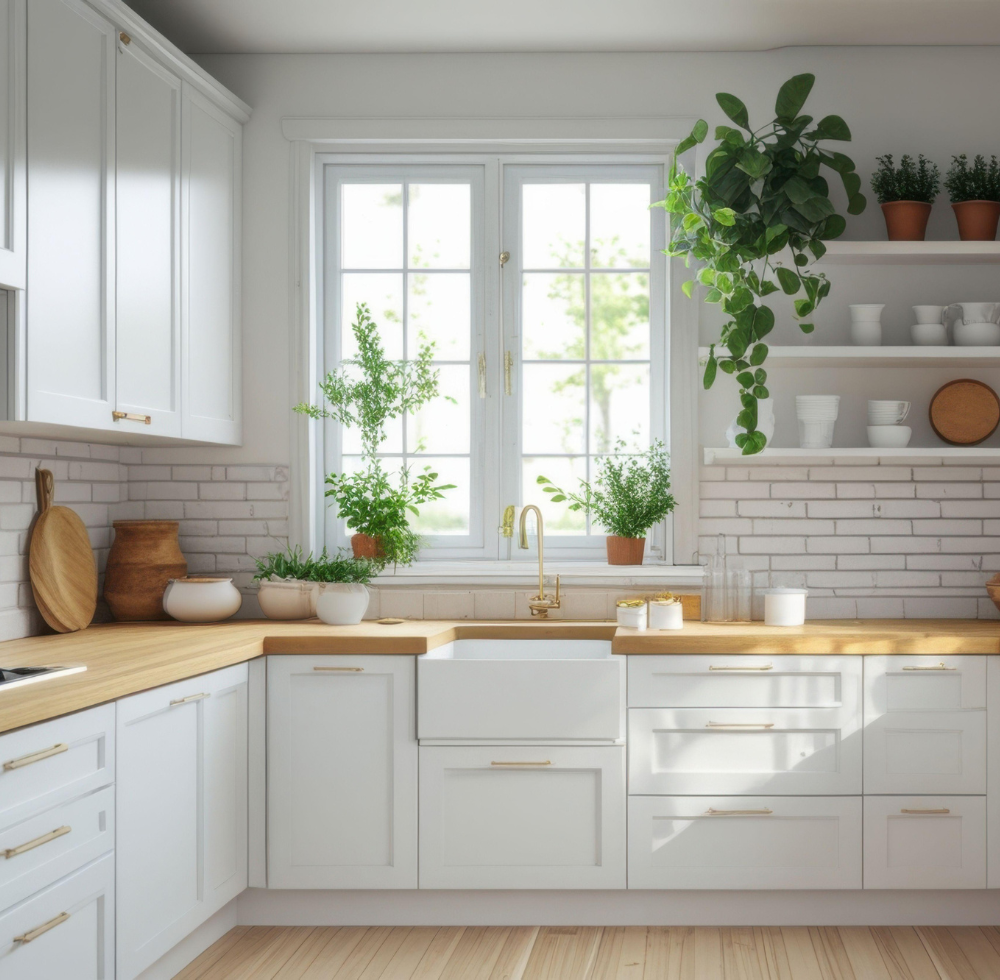 Helle Küche dank Fenstern