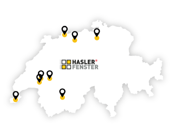 Schweizer Karte der Hasler-Fenster-Verkaufsstellen